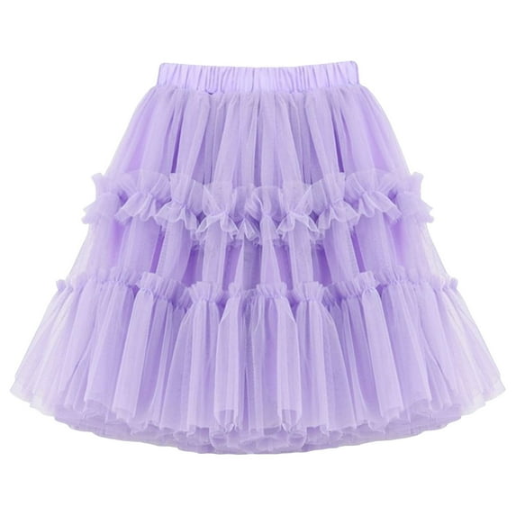 Akiihool Toddler Tutu Girl's 6-Layered Tulle Fluffy Tutu Skirt Princess Dancing Petticoat Ballet Underskirt (Purple,5-6 Years)