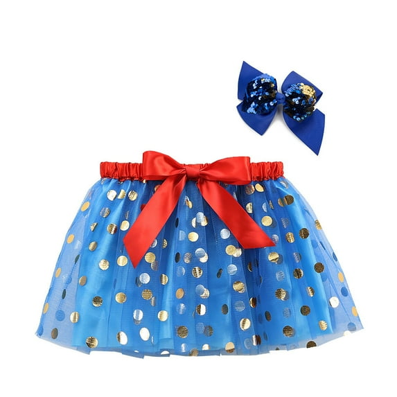 Akiihool Glitter Skirt Tutu Skirt Girls Elastic Ballet Dance Skirts Layers Tulle Tutu for Toddler Kid Children (Blue,6-7 Years)