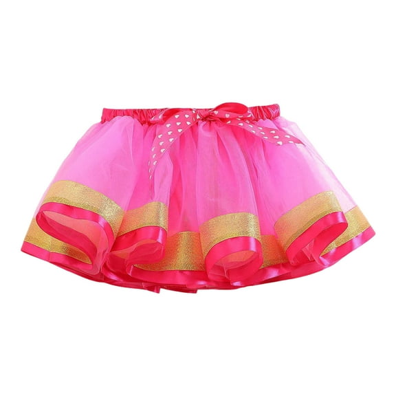 Akiihool Toddler Tutu Toddler Girls Layered Tutu Skirt Sparkling Sequin Tulle Dance Skirts(Hot Pink,2-4 Years)