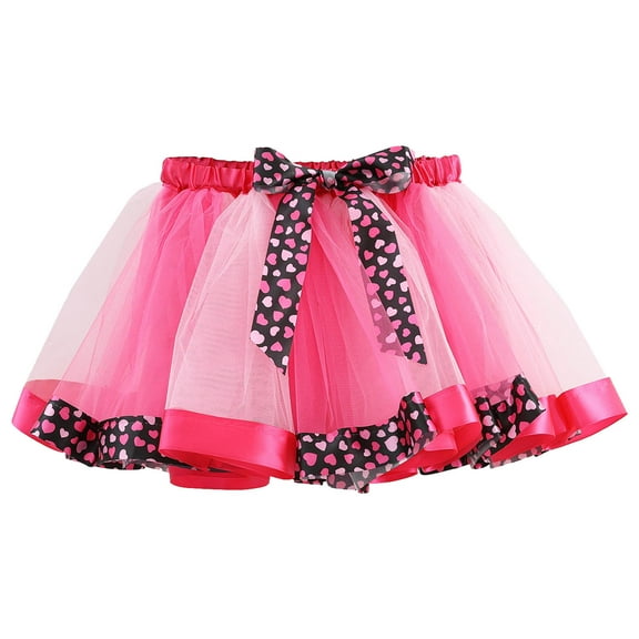 Akiihool Tutu for Girls Layered Ballet Tulle Rainbow Tutu Skirt for Little Girls Dress Up(Hot Pink,6-8 Years)
