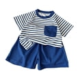 thumbnail image 1 of Akiihool Two Piece Short Set for Newborn Boy Boy Summer Clothes Outfits Set Short Sleeve T-Shirt Tops And Short (Blue,6-12 Months), 1 of 4