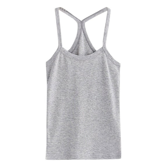 Akiihool Under Shirts for Girls Toddler Tank Tops Girls Spaghetti Strap Ribbed Knit Sleeveless Casual Basic Cami Top(Grey,100)