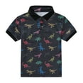 thumbnail image 1 of Akiihool Uniform School Polo Shirts for Boys Toddler Boys Girls Short Sleeve Polo Shirt Cartoon Dinosaur Printed Kids Tops T Shirt with Pocket Baby Boy Clothes(Black,3-4 Years), 1 of 7