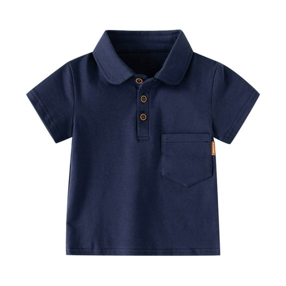 Akiihool Polo Tees Boys Short Sleeve Polo Shirt School Uniform Shirts for Kids (Navy,5-6 Years)