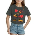 thumbnail image 1 of Akiihool Valentines Shirt Girls Kids Valentine Shirt Girls Valentines Day Shirts Cute Heart Grpahic Short Sleeve Tee Tops(Grey,11-12 Years), 1 of 4