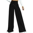 thumbnail image 1 of Akiihool Wide Leg Yoga Pants for Women Loose Comfy Flare Sweatpants with Pockets High Waist Stretch Pants Regular Fit Trouser Pant (Black,XL), 1 of 5