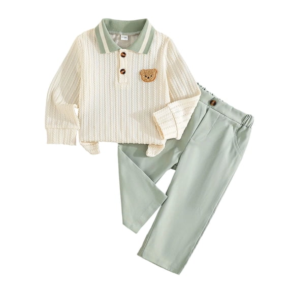 Akiihool Winter Baby Boy Clothes Baby Boy Football Outfit Football Crewneck Sweatshirt Jogger Pants 2Pcs Toddler Fall Clothes 6M-4T Light Green,3-4 Years