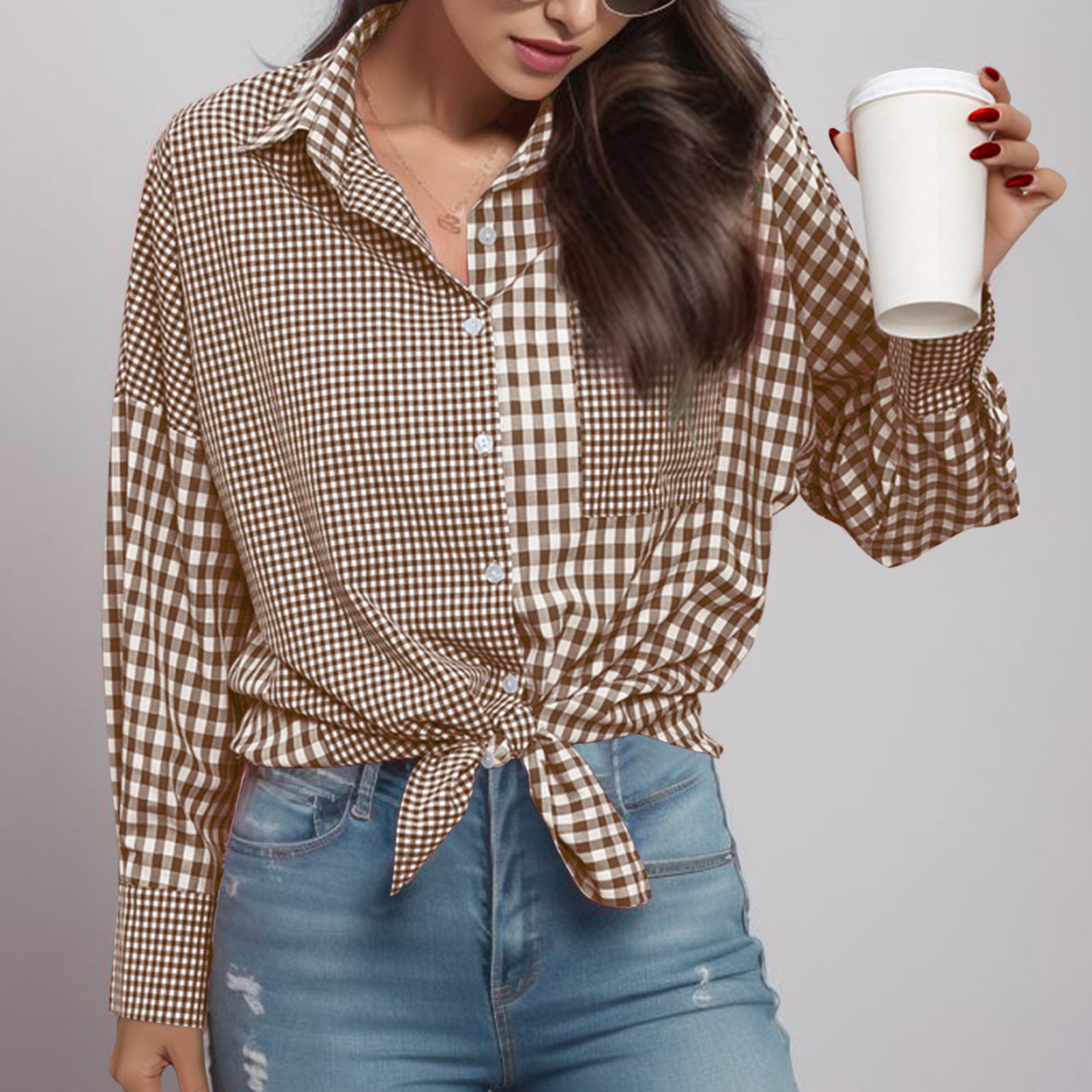 Akiihool Winter Blouses for Women Womens Shirts Long Sleeve Boyfriend