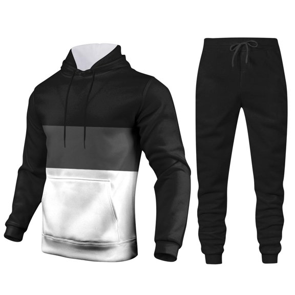 Akiihool Winter Sweatpant Sets Men's Print Casual Long Sleeve Sweatsuits Tracksuit Set (U,XL)