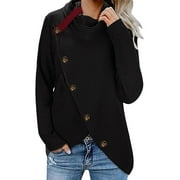 Akiihool Winter Tops for Women Sweatshirts for Women Crewneck Long Sleeve Shirts Tunic Tops for Leggings (Black,L)