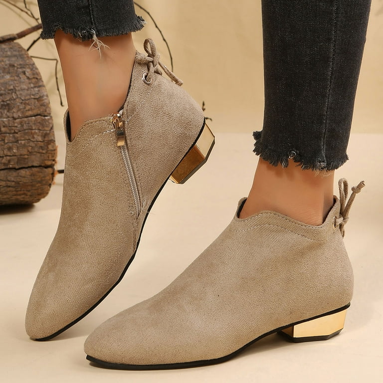 Akiihool Women Ankle Boots Comfort Women's Ankle Boots Slip on Cutout  Pointed Toe Slip on Elastic Ankle Booties (A,7)
