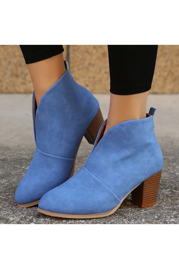 Women Ankle Boots Women's Wedge Boots Elastic Slip on Elastic Ankle Booties (Sky Blue,8)
