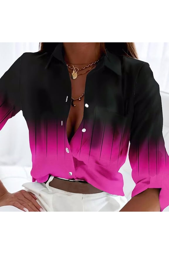 Women Blouses Womens Casual Plaid Shacket Button Down Long Sleeve Shirt (Hot Pink,XXL)