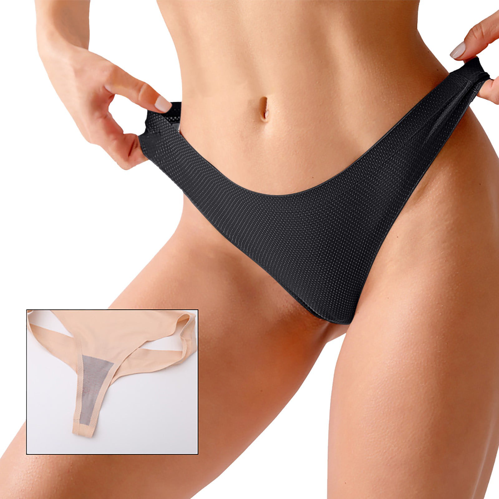 Joyspun Women's Ribbed Modal Thong Panties, 3-Pack, Sizes XS to