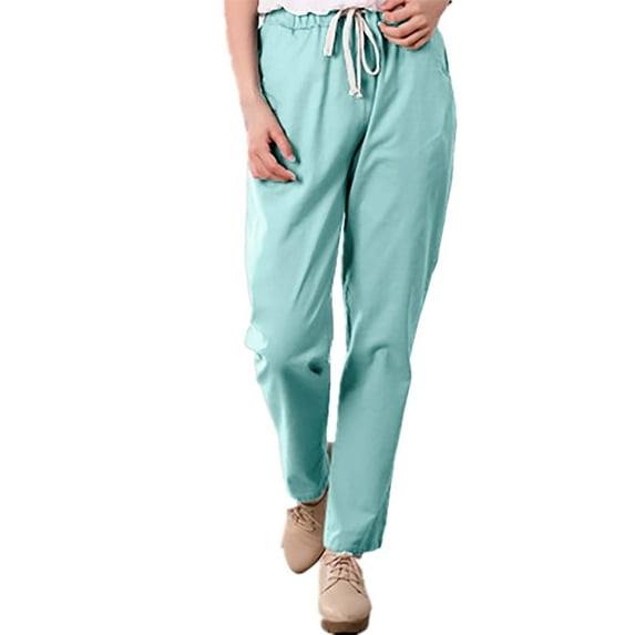 Akiihool Women Pants Trendy Women's Causal Drawstring High Waist Baggy Straight Leg Joggers with Pockets (Green,M)