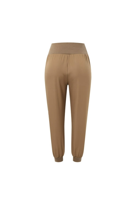 Women Pants Trendy Womens Yoga Pants with Pockets Straight Leg Loose Comfy Modal Drawstring Running Long Active Casual (Khaki,M)