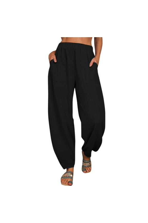 Women Pants Women's Joggers Pants Drawstring Running with Pockets Wear (Black,M)