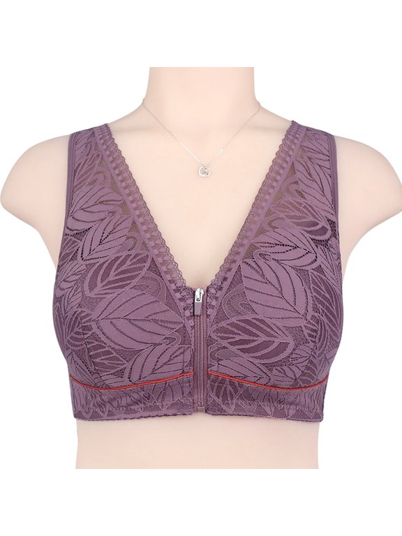 Women Underwire Bra Seamless Bra with Cushioned Straps Full-Coverage Bra (Purple,52)
