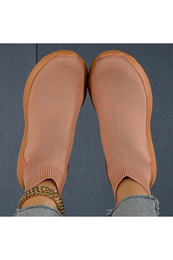 Women's Ankle Boots Wide Women's Elastic Boots Block Heel Booties Lug Sole Non-Slip Shoes (Orange,8)