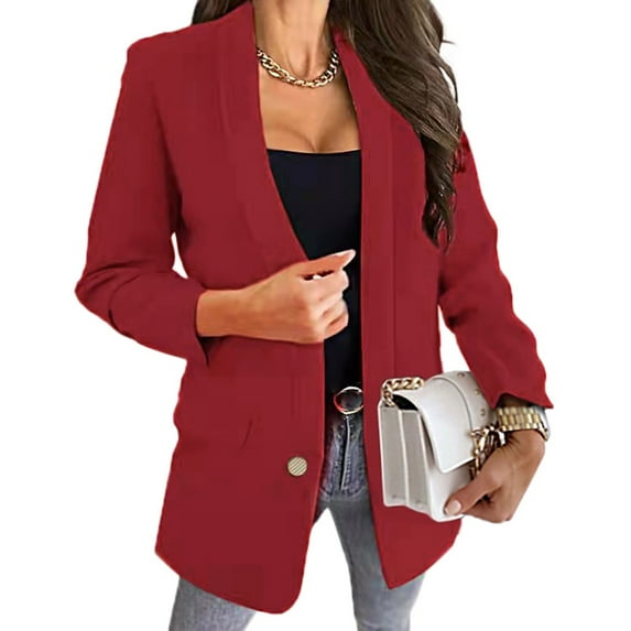 Akiihool Women's Blazer Jacket Womens Casual Blazers Long Sleeve Womens Casual Blazer Jacket Gold Button Long Sleeve (Red,XL)