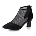 thumbnail image 1 of Akiihool Women's Boots Women's Low Heel Ankle Boots Ankle Boots V Cut Back Zipper Booties (Black,6.5), 1 of 5