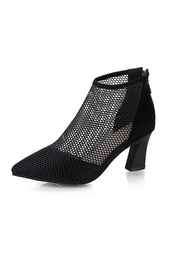 Women's Boots Women's Low Heel Ankle Boots Ankle Boots V Cut Back Zipper Booties (Black,6.5)