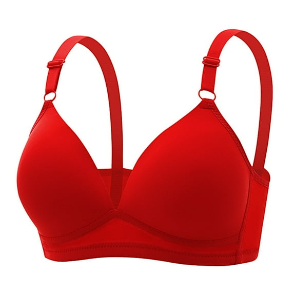 Akiihool Women's Bras Plus Size Padded T Shirt Bras for Women Push Up Comfort Underwire Brassiere (Red,36)