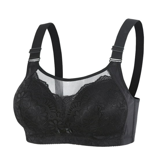 Akiihool Women's Bras Women's Cup Lace Bra Balconette Mesh Underwired Demi Shelf Bra Unlined See Through Bralette (Black,42)