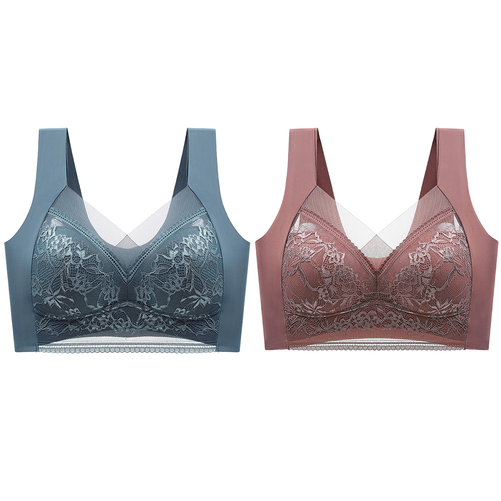 Akiihool Women's Bras Women's Front Closure Racerback Seamless Underwire Unlined Plunge Full