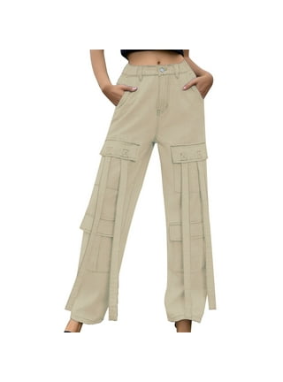 Akiihool Womens Work Pants Plus Size Women's Print Stretch Bell Bottom  Flare Pants Trousers (Khaki,XL) 
