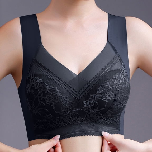 Akiihool Women's Plus Size Support Bra Wirefree (Black,XL)