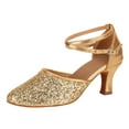 thumbnail image 1 of Akiihool Women's Pumps for Work Low Block Heels Closed Toe Dress Pumps Shoes (Gold,9), 1 of 5