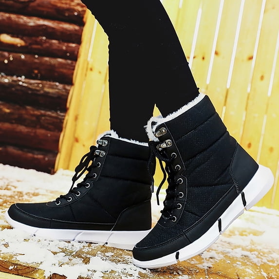Akiihool Women's Snow Boots Wide Width Women's Boot Short Snow Boot Booties Comfortable Outdoor Anti Slip Shoes (Black,8)