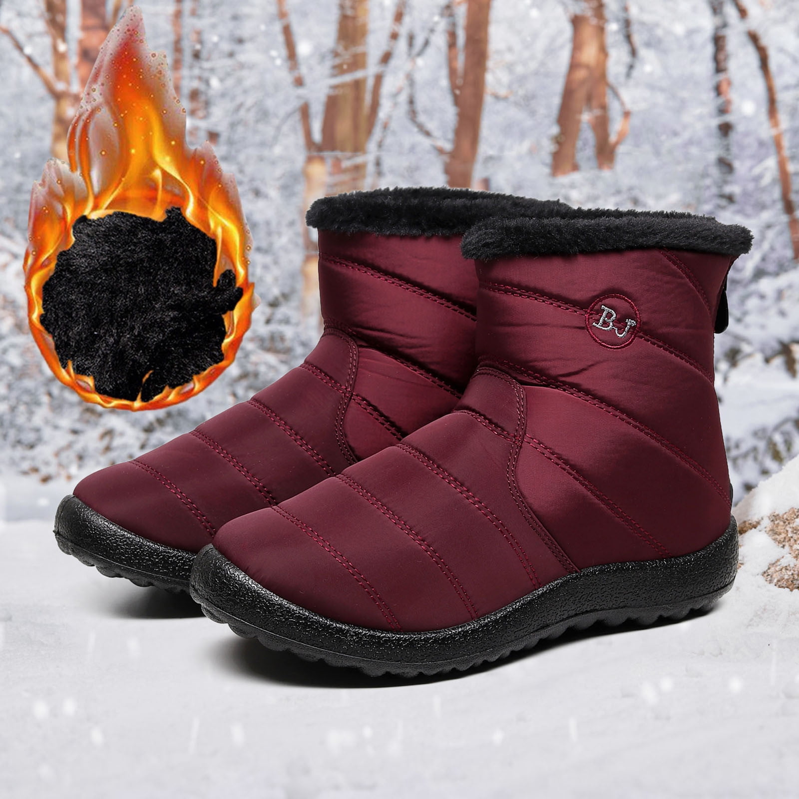 Akiihool Women s Snow Boots Wide Women s Snow Winter Lace Up Flat