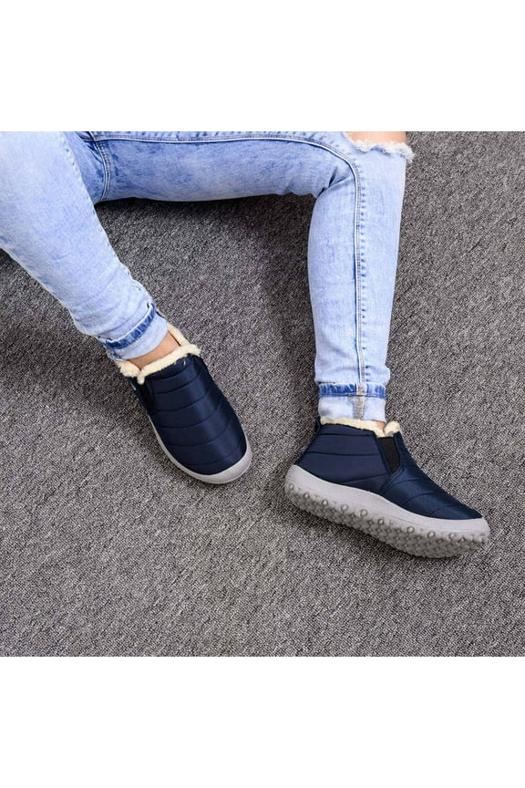 Women's Snow Boots Womens Boots Lace Up Ankle Boots Slip On Booties Warm Anti Slip Shoes (Blue,9.5)