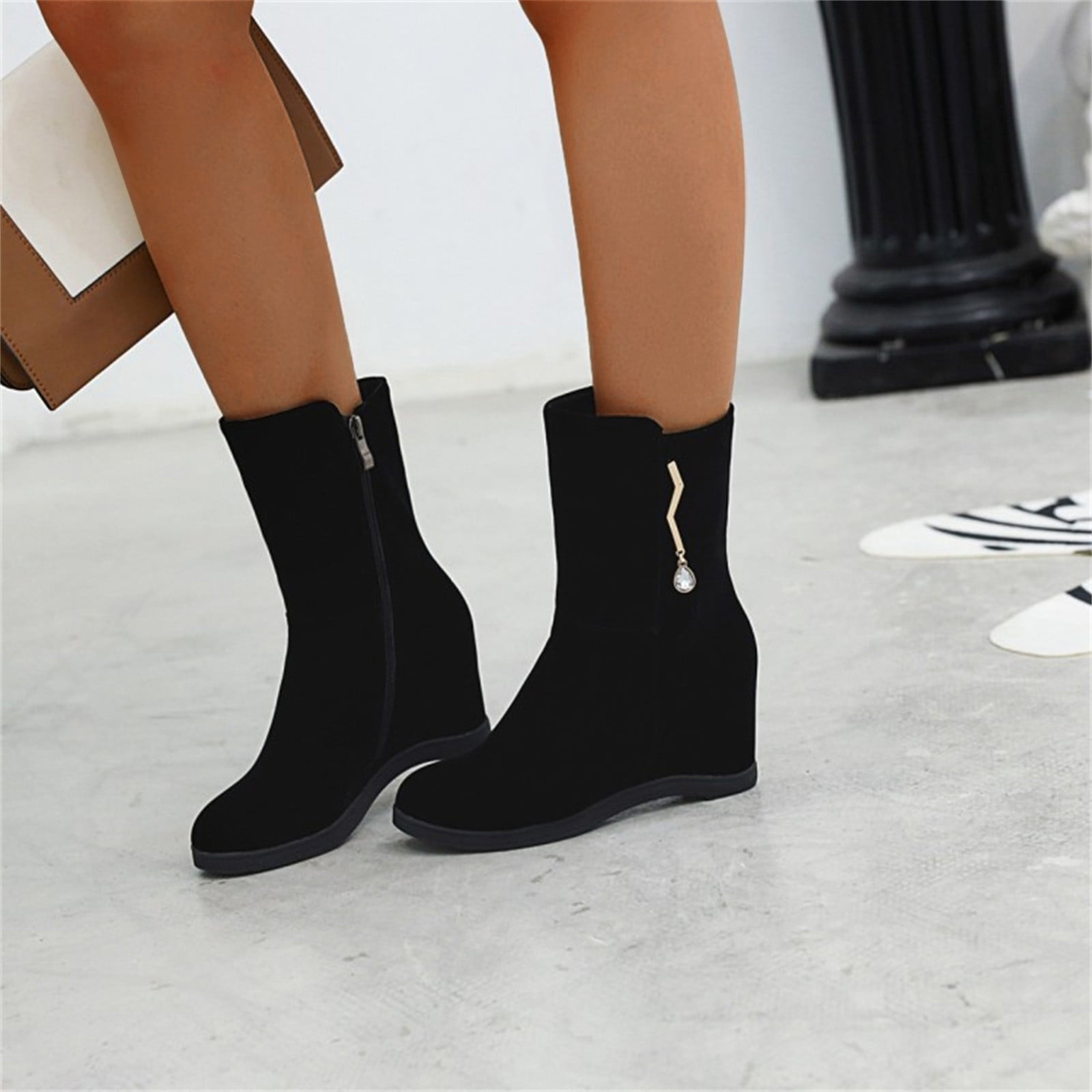 lug sole low heel leather ankle boots