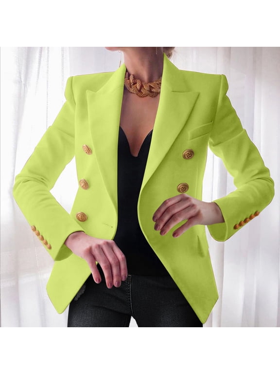 Womens Blazers for Work Casual Lightweight Stretch Ponte Jacket Button Work Office Blazer Jacket Suit (Green,XL)