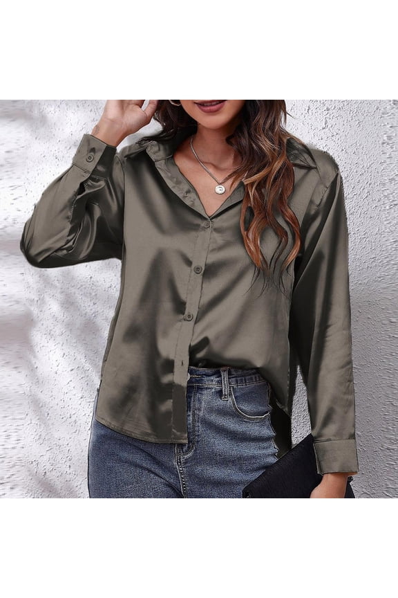 Womens Blouses Womens Waffle Knit Shacket Jacket Casual Long Sleeve Button Down Shirt Collared Linen Work Blouse Tops (GY2,XXL)