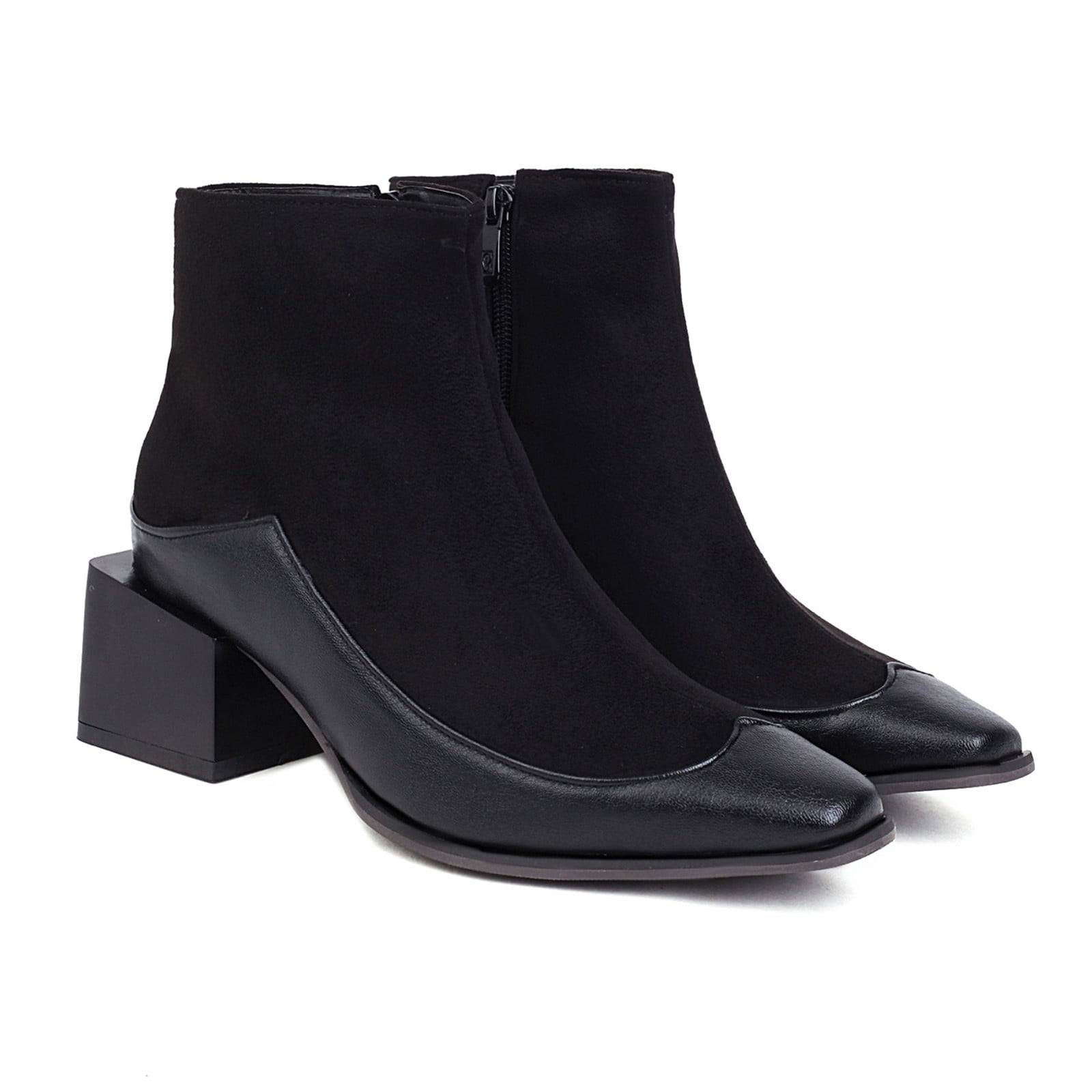 lug sole low heel leather ankle boots