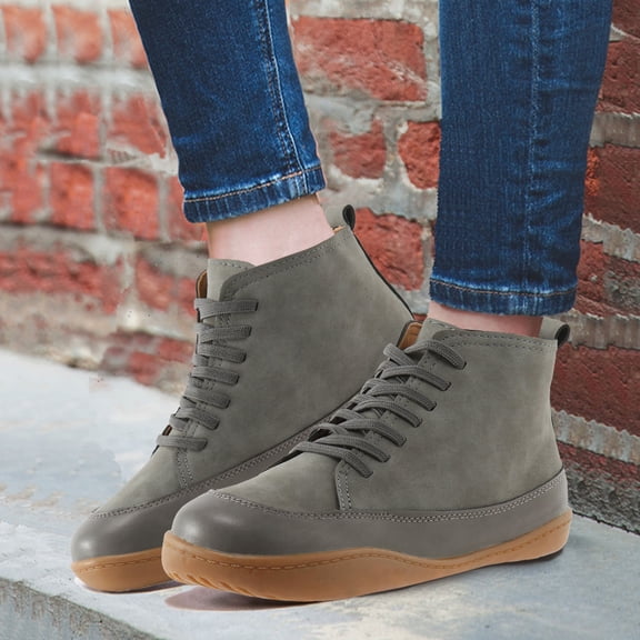 Akiihool Womens Booties and Ankle Boots Women's Work Hiking Combat Boots Classic Pointed Toe Side Zipper Booties (Grey,6.5)