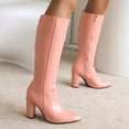 thumbnail image 1 of Akiihool Womens Boots Boots for Women Embroidered Pull-On Heeled Round Toe Zipper Boot (Pink,7.5), 1 of 5