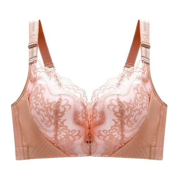 Akiihool Womens Bras Comfortable Full Coverage Bralette for Women Triangle Cups Removable Padded Wire Free Pull On Closure (Rose Gold,42C)