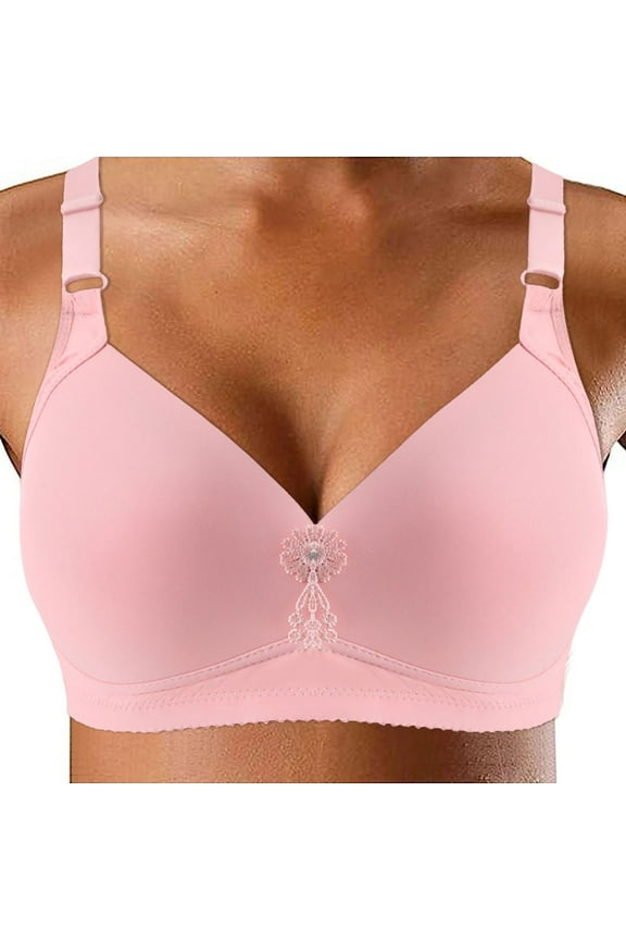 Womens Bras Comfortable Plus Size Women's Front Closure Bra Racerback Plus Size Unlined Underwire Full Coverage Plunge Bras (Pink,50)