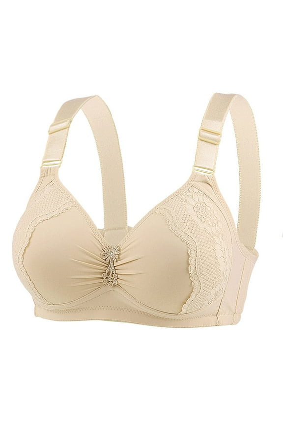 Womens Bras Women's Plus Size Front-Close T-Back Wonderwire Underwire (Beige,48)