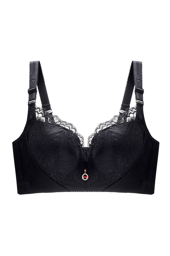 Womens Bras Women's Push Up Bra Racerback Front Closure Bras Lace Padded Underwire Plunge Floral (Black,40D)