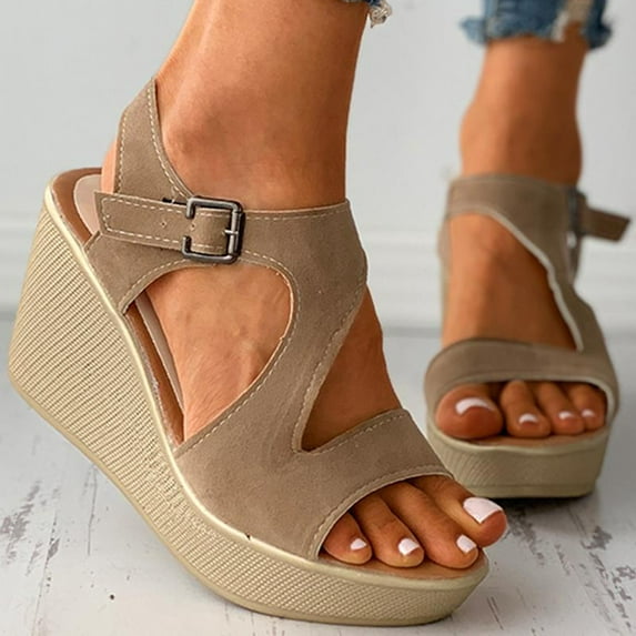 Akiihool Womens Dress Sandals Women's Listilla Espadrille Wedge Sandal (Khaki,9)