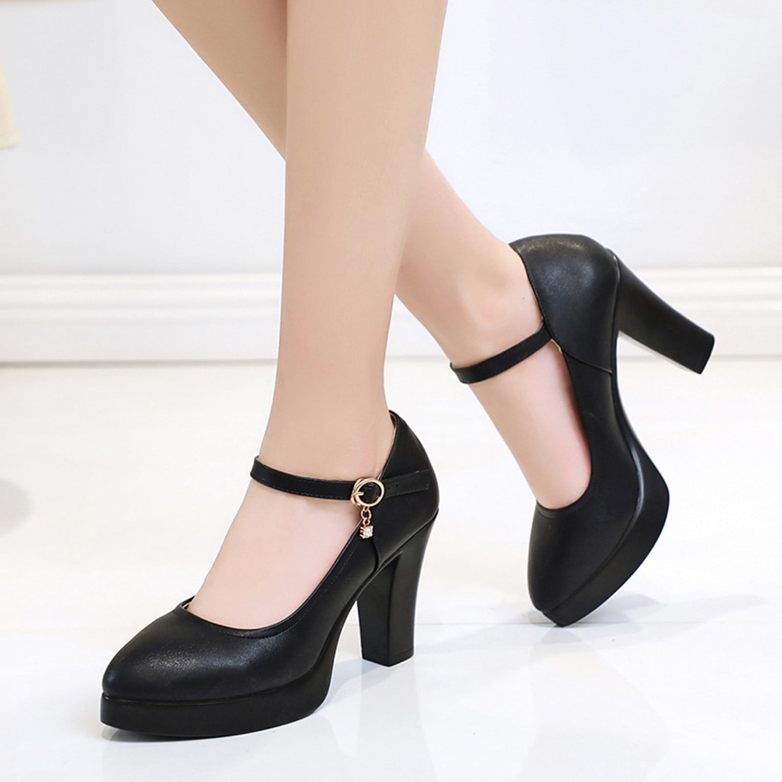 Comfortable black high heel shoes hot sale