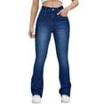 thumbnail image 1 of Akiihool Womens Jeans Bootcut High Waisted Stretch Flare Bell Bottoms Jeans, Blue Size XL, 1 of 7