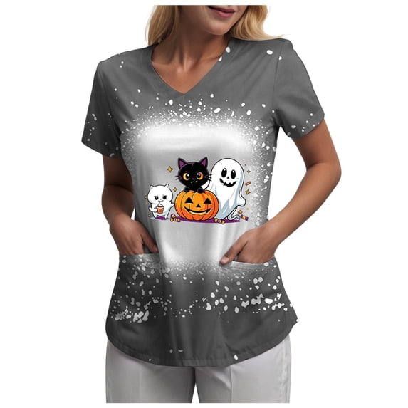 Akiihool Womens Oversized Graphic Tee Shirts Halloween Shirts Womens Witch Tshirts They Missed One Shirt Spooky Tee Tops (Grey,L)