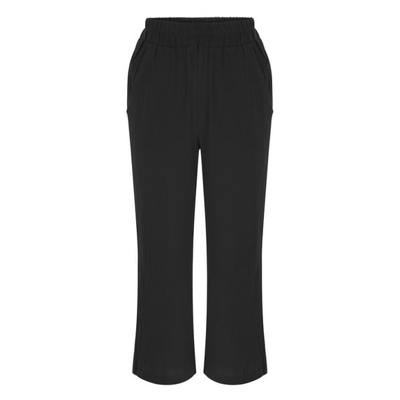 Akiihool Womens Pants Womens Yoga Comfy Loose Casual Wide Leg Joggers Pants with Pockets (Black,M)